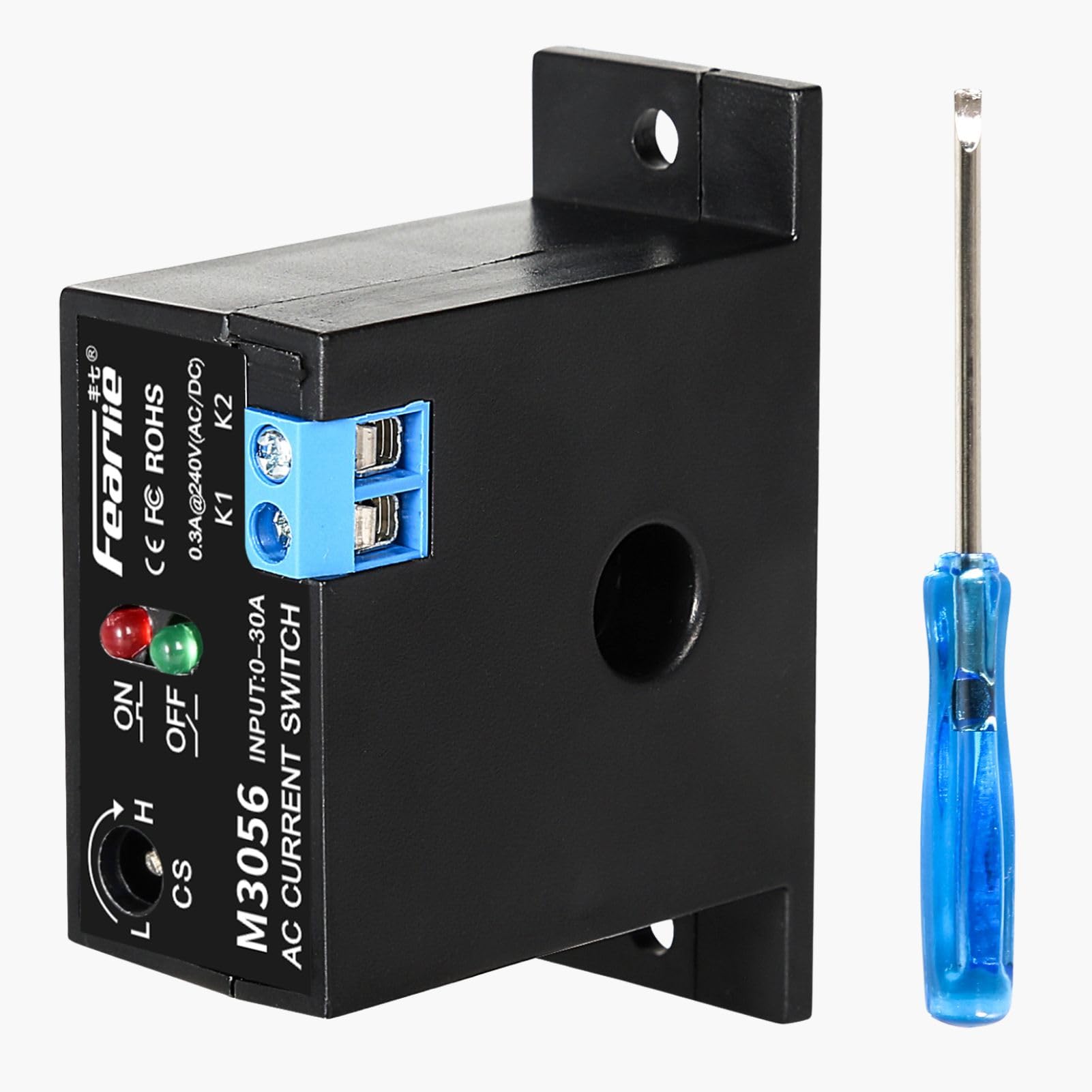 Jadeshay Strommessschalter AC 240V 0,2-30A – Einstellbarer Stromsensor Mit Relaisausgang, Normalerweise Offen, Für Überwachung, Alarm Und Automatisierung