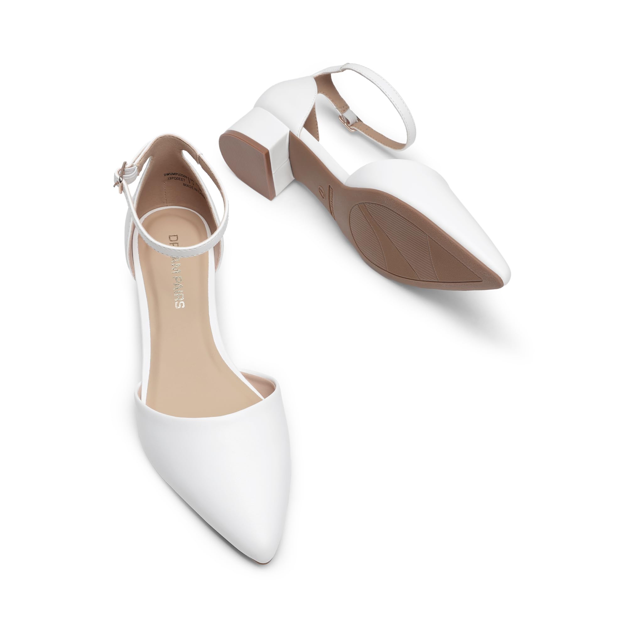 DREAM PAIRS Scarpe con Tacco Basso da Donna - Décolleté Chiusi Punta Affilata, Eleganti Comode Casual Ballerine con Cinturino alla Caviglia