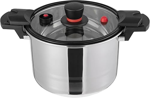 Miniatura 4 de Olla a presión de acero inoxidable de 7.4 cuartos de galón, olla a presión con tapa de vidrio, olla a presión de 60 KPa más segura para enlatar,