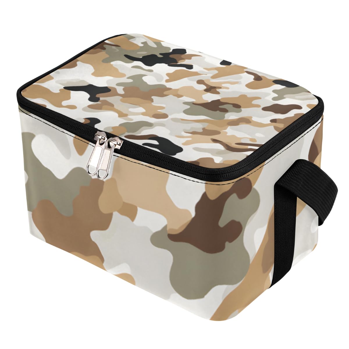 GzLeyigou Lunch Bags for Women Men 9 Cans,Brown Camouflage Hot & Cold Food Delivery Bag Insulated Grocery Bag Insulated Lunch Box Abstract Military Cooler Bag for Office Work Picnic Beach