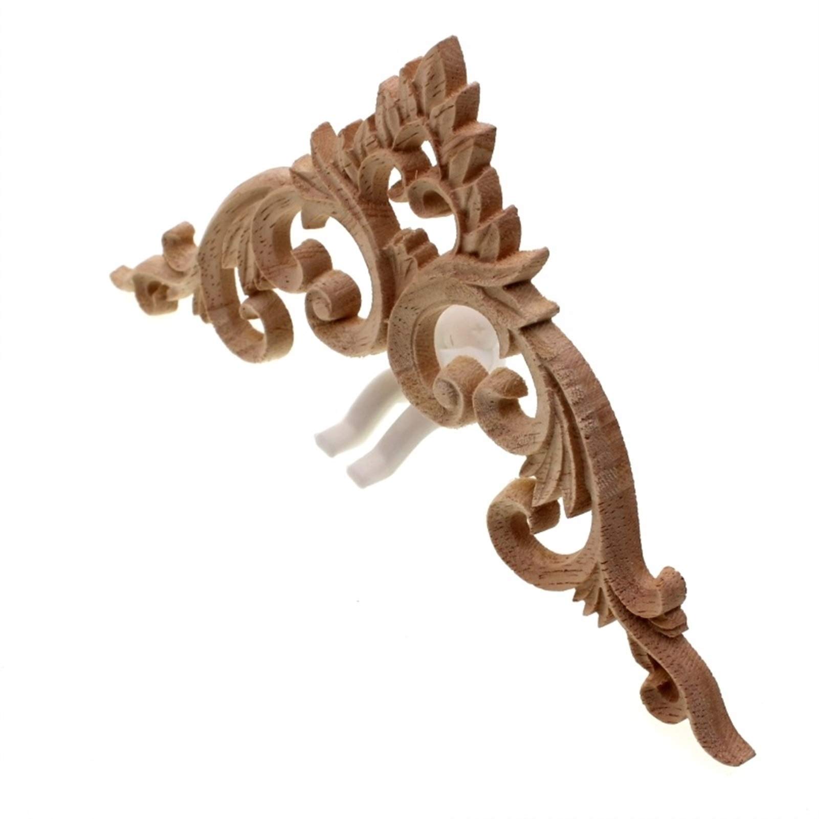 8 Pezzi Applique In Legno Intagliato Per Mobili, Set Da 4 Lunghe (20cm) E 4 Angolari (10cm), Bianco Non Verniciato, Fai-da-te - 5
