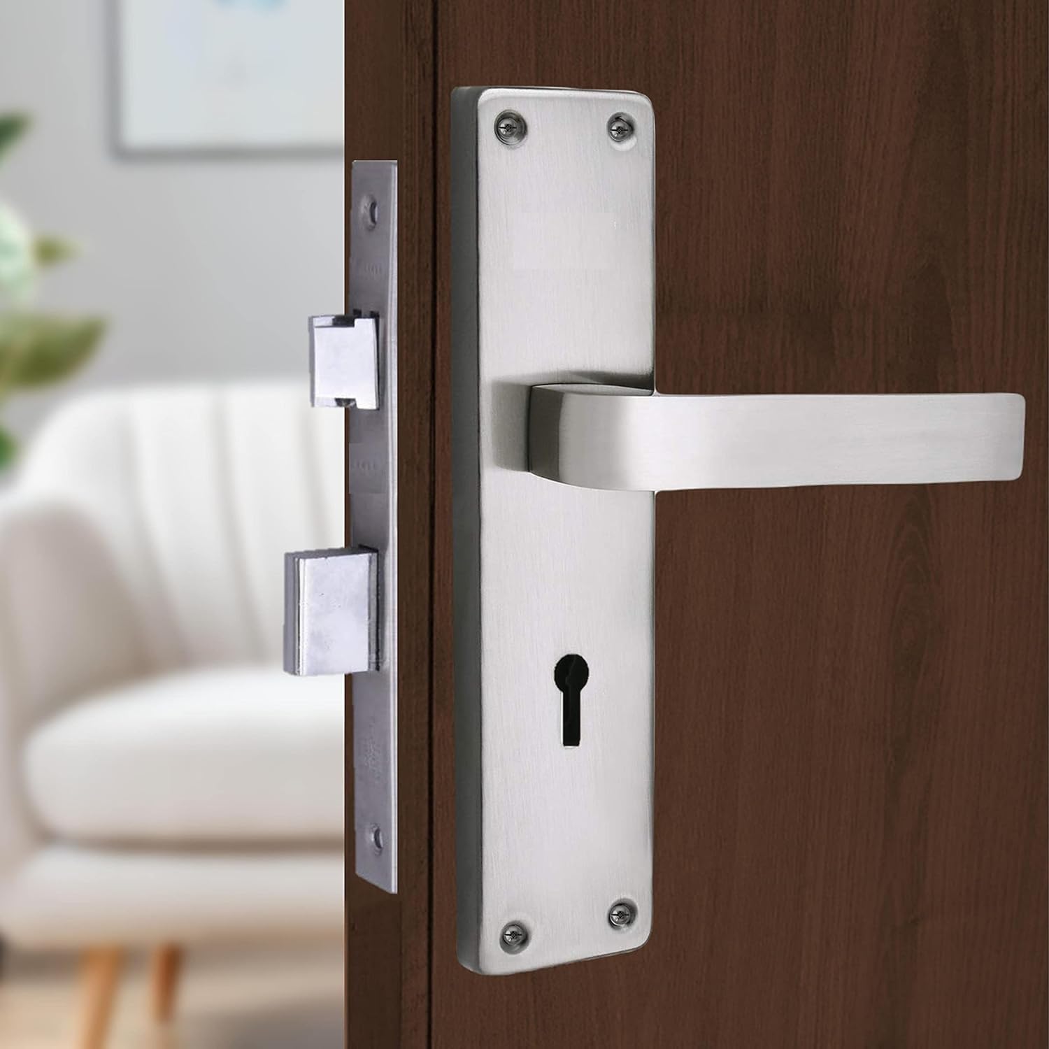JUDO Heavy Duty Mortise Door Lock for Bedroom, Living Room, Main Door, Silver Satin Finish | 3 Keys | 6 Lever Double Stage Lockset for House Hotel (D-115) (Silver) (B0CSSZ5Q6S) Amazon Price History, Amazon Price Tracker