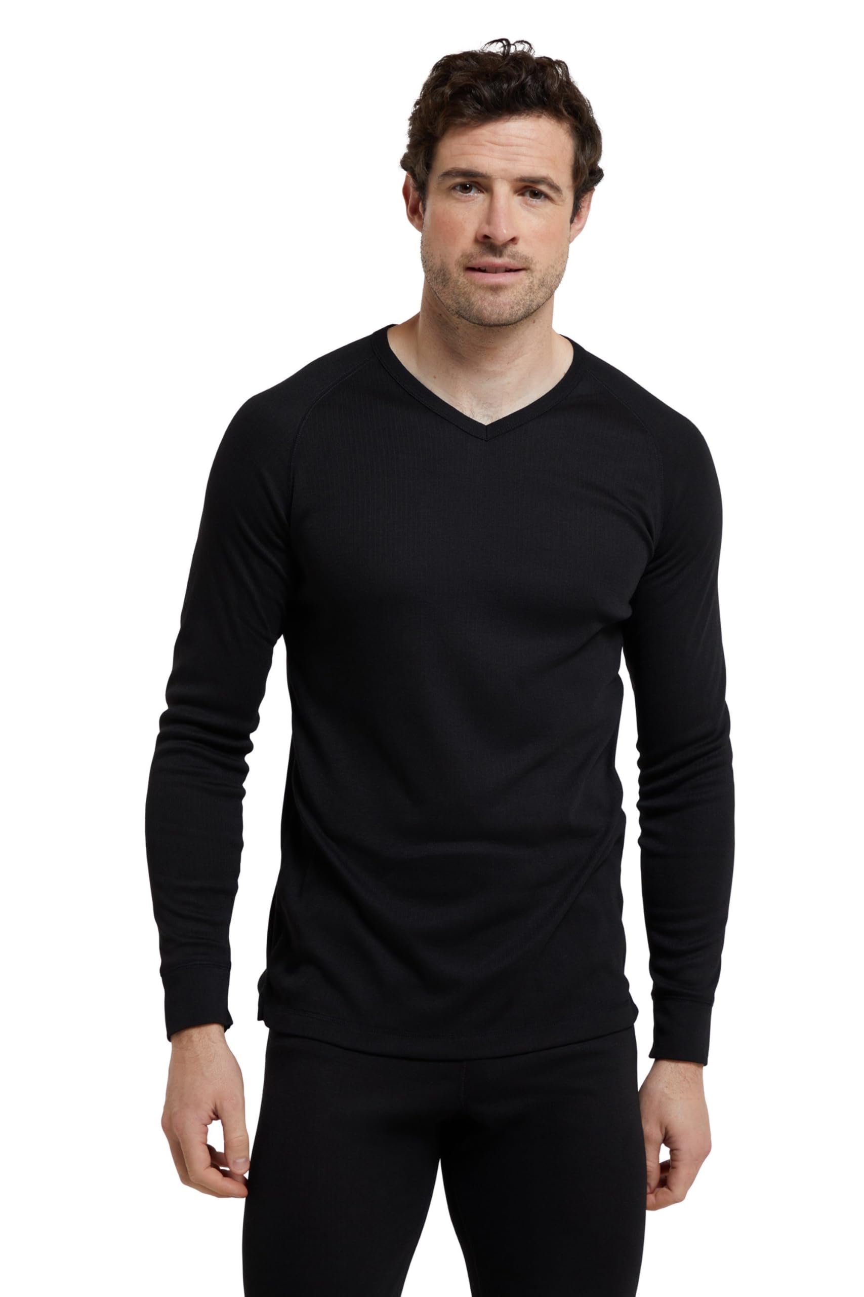 Mountain Warehouse Talus Mens V-Neck Baselayer Top Black (V Neck) 4XL