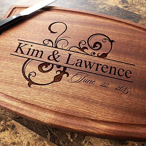Straga Personalized Cutting Boards | Handmade Wood Engraved Charcuterie | Custom Wedding, Anniversary, Engagement Gift For Couples (Artistic Swirl Design No.206) #TOP7