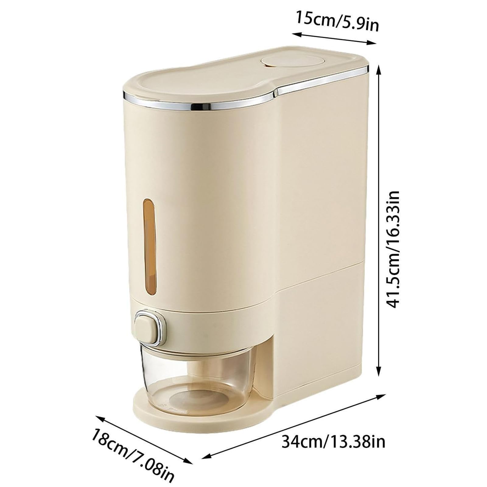 Dispensador de Arroz 10kg, Contenedor Hermético para Alimentos con Taza Medidora, Sin BPA, Recipiente Antihumedad para Arroz, Cereales, Judías, Avena y Organización de Cocina