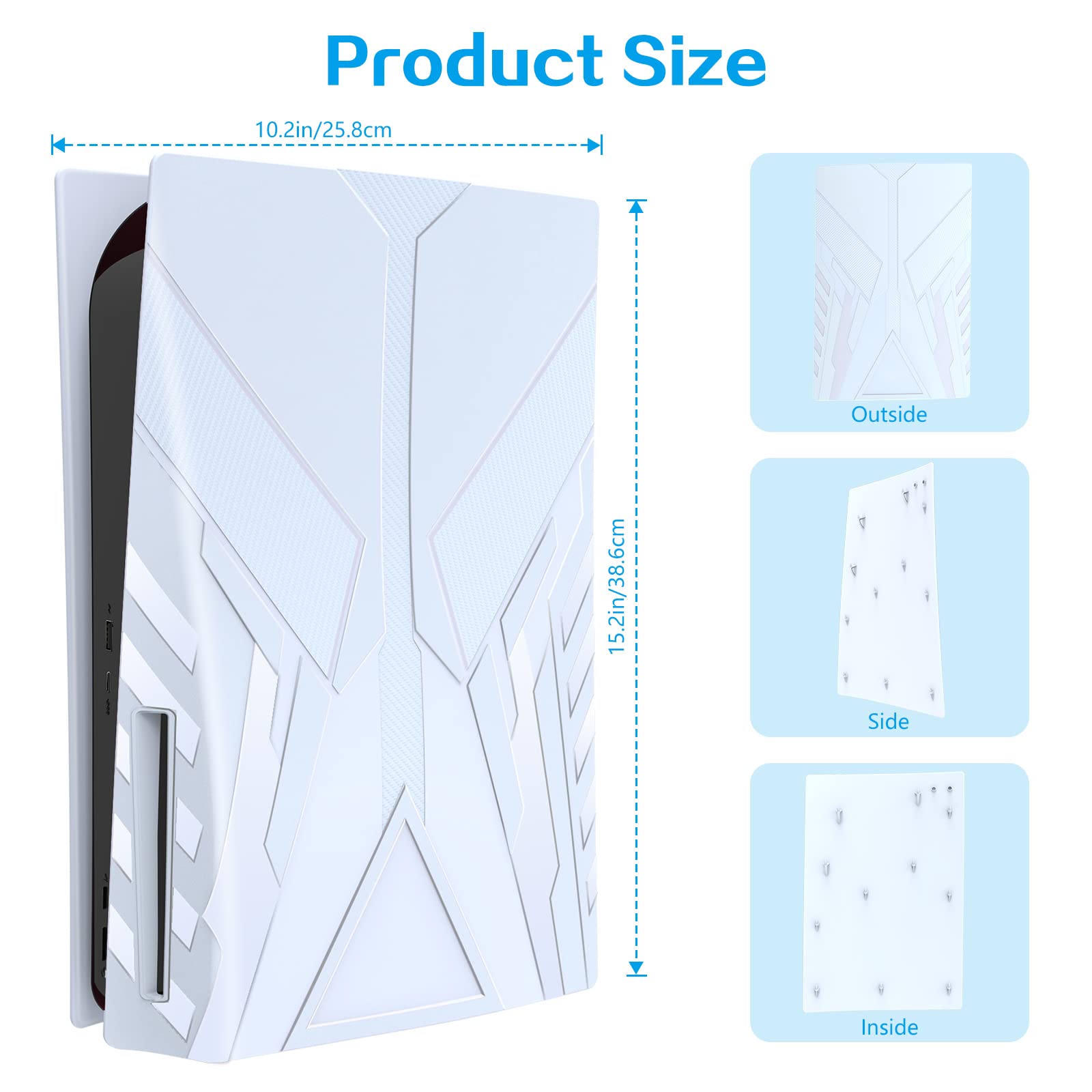 HEYSTOP Faceplate Kompatibel mit PS5 Cover für PS5 Konsole, PS5 Bildbausteine Hartes Seitenplatte Hülle für Playstation 5 Konsole Disc Edition, Ersatzplatte Abdeckung Skin für PS5 Zubehör,Weiß