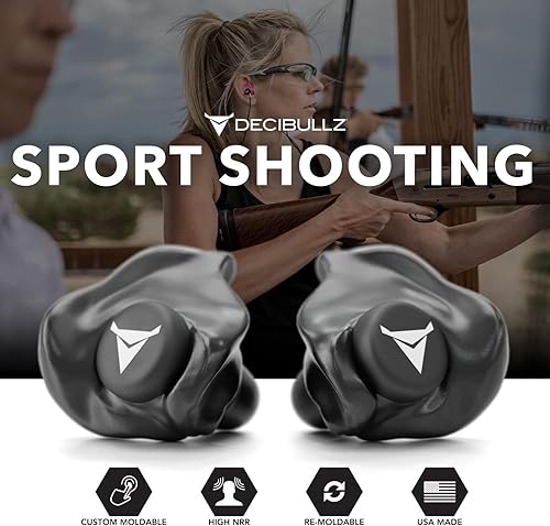 Miniatura 8 de Decibullz Custom Molded Earplugs 31dB Highest NRR Comfortable Hearing Protection for Shooting Travel Sleeping Swimming Work and Concerts Black
