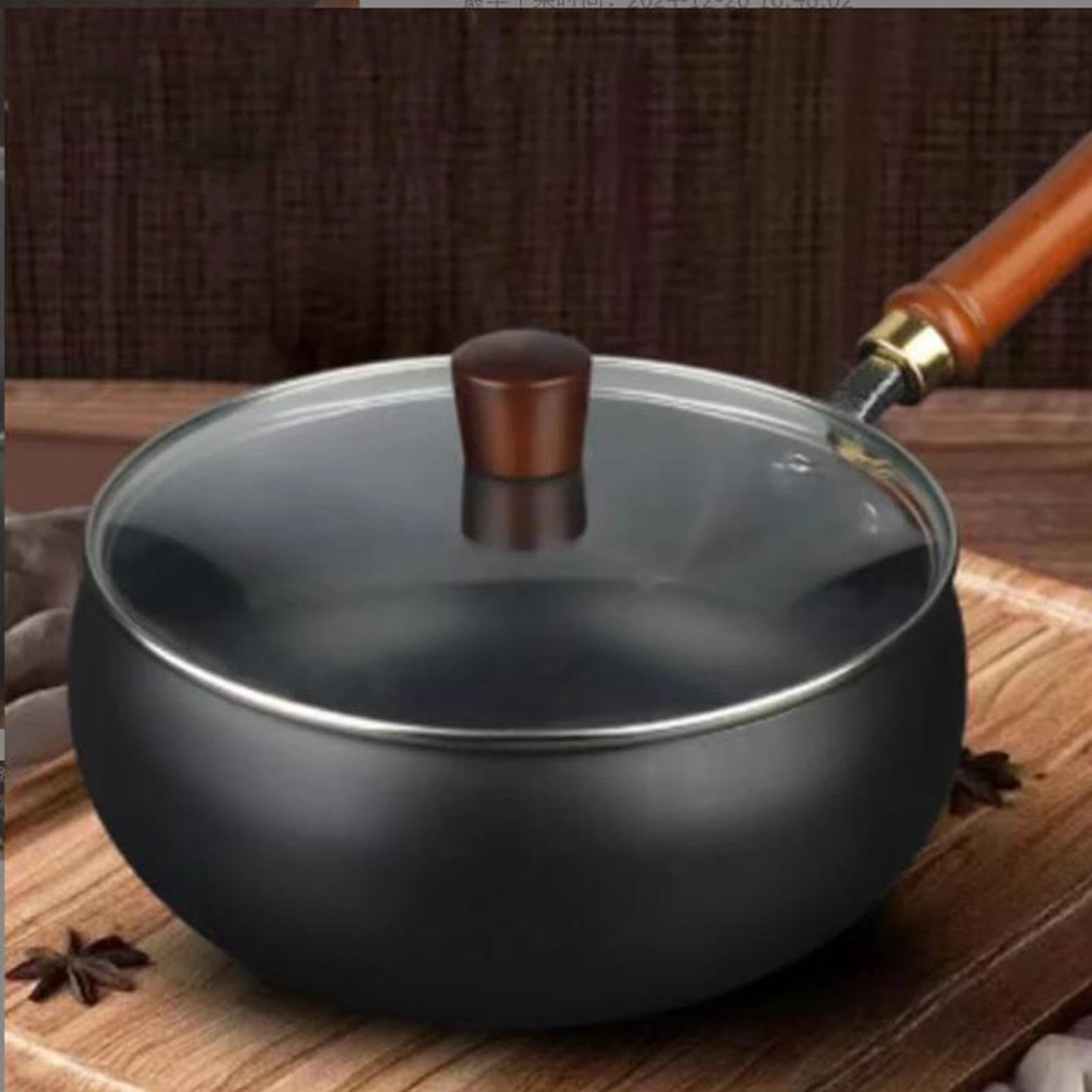 Wok De Hierro Fundido 28Cm Con Tapa De Vidrio | mango ergonómico, fresca al tacto, evita quemaduras