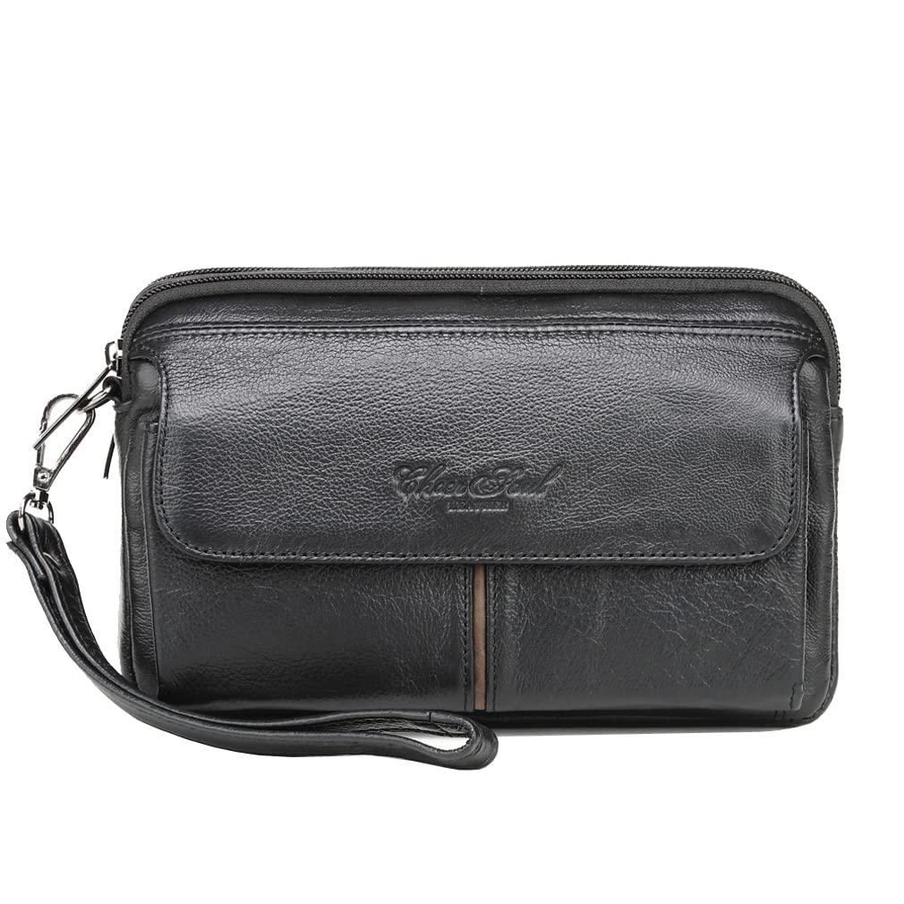 Leather Clutch Purse Wallet Men Wrist Bag