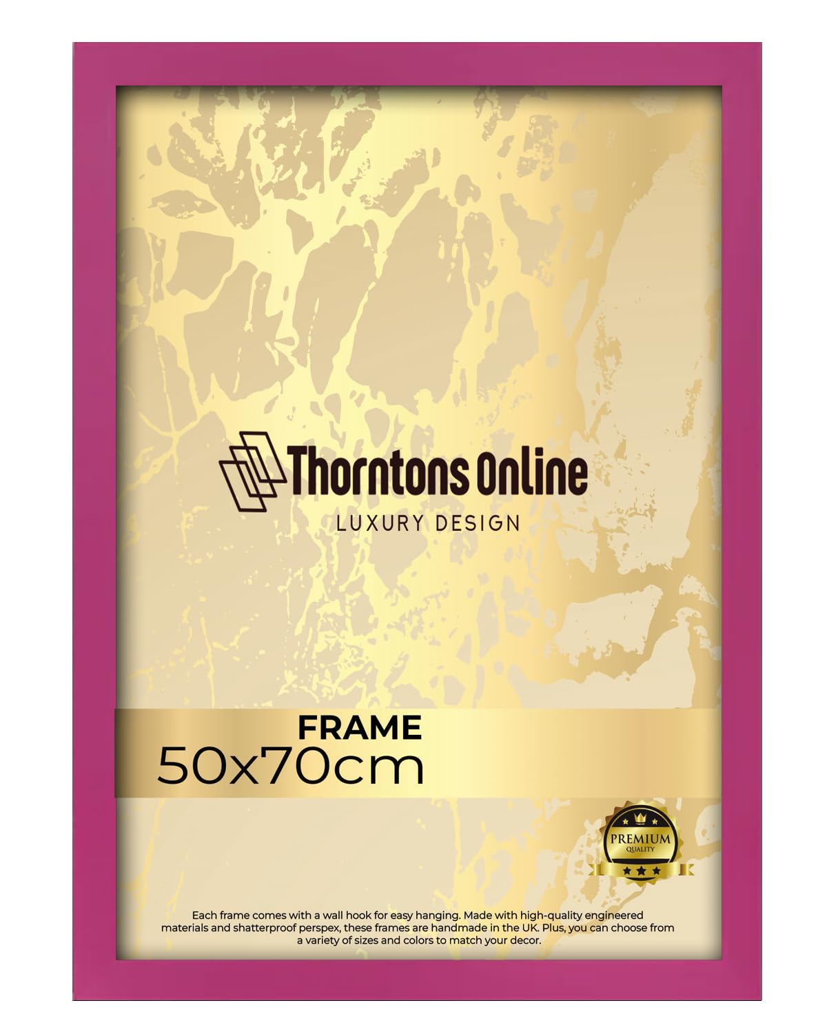 Poster Frame - Pink 50x70cm mdf backing with both ways hanging hooks |Picture Photo frame 70x50cm |Acrylic front | Home & Office Decor
