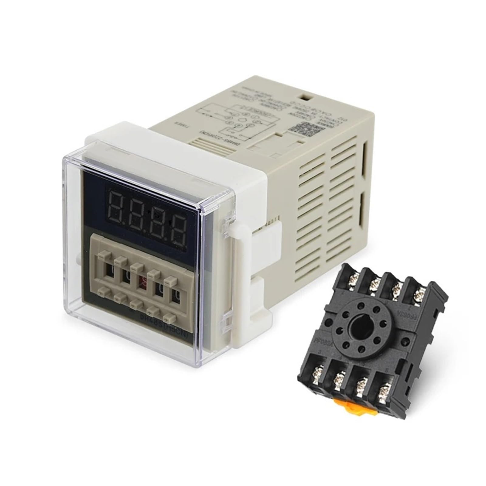 Relè temporizzato DH48S-2Z Relè temporizzatore programmabile Digitale Interruttore a Due Gruppi Ritardo 0,01S-99H99M con Base AC/DC 12V 24V 36V 110V 220V(DC AC 24V-220V)