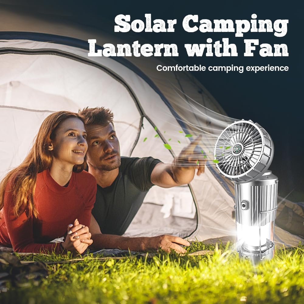 Tent Fan Camping Lanterns With Fan,Solar Camping Fan Charging For