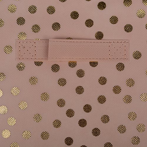 Image of DII Woven Polyester Storage Bin, Polka Dot, Pink & Gold, Small Set of 2