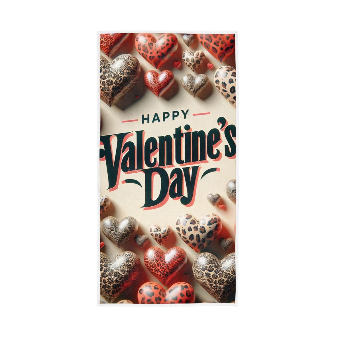 LSRCPD Happy Valentine's Day Leopard Hearts Hand Towels, Face Towels for Bathroom 15 x 30 Inches, Soft Towels
