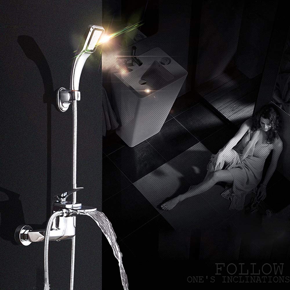 Grifo Mezclador baño con Cascada, Grifo bañera latón Macizo, Cuadrado, montado Pared, ABS, Ducha Mano, Monomando, Grifo Mezclador bañera con Doble Control, contemporáneo