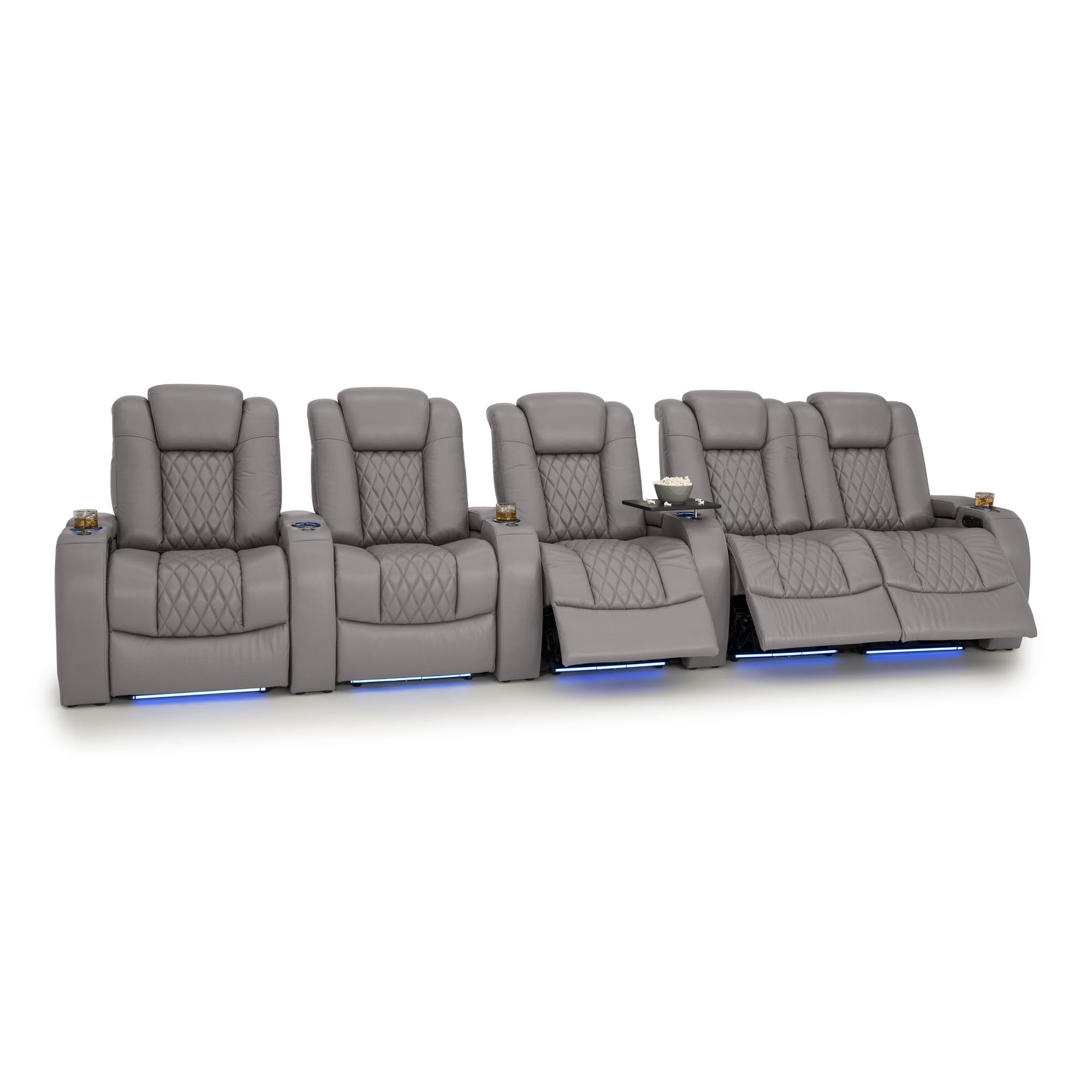 Seatcraft Diamante Home Theater Seating Gray Row of 5 Right Loveseat