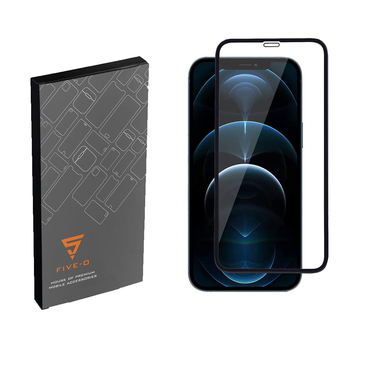 Five O Tempered Glass Screen Guard for iPhone 12 Pro Max - Edge to Edge Tempered Glass Screen Protector - 9H Hardness - 6D Tempered Glass - Pack of (1)