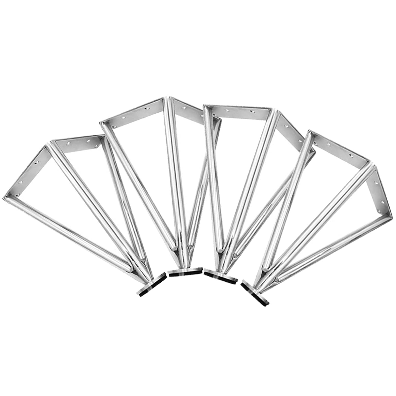 4 Regolabili Piedini per Mobili,Gambe per Tavolo in Metallo,Piedi per Divano,Piede a Forcina,Gamba per Mobili Sostituibili a Triangolo in Acciaio Inox,Regolabile 0-15 mm,Argento (25cm/9.84in)