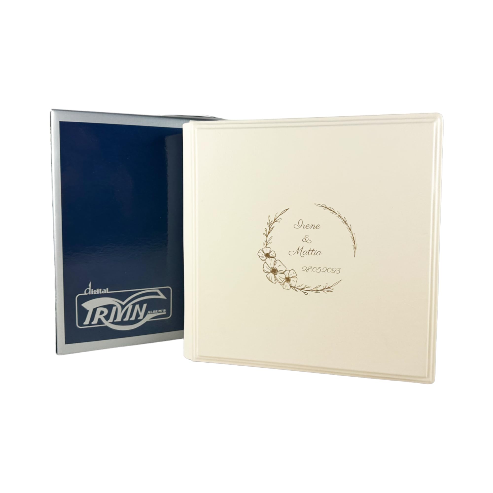 TriVin Art Álbum de fotos Elios Soft – fabricación artesanal de piel sintética personalizable con grabado. Ideal para bodas, aniversarios, todos los eventos (Crema)