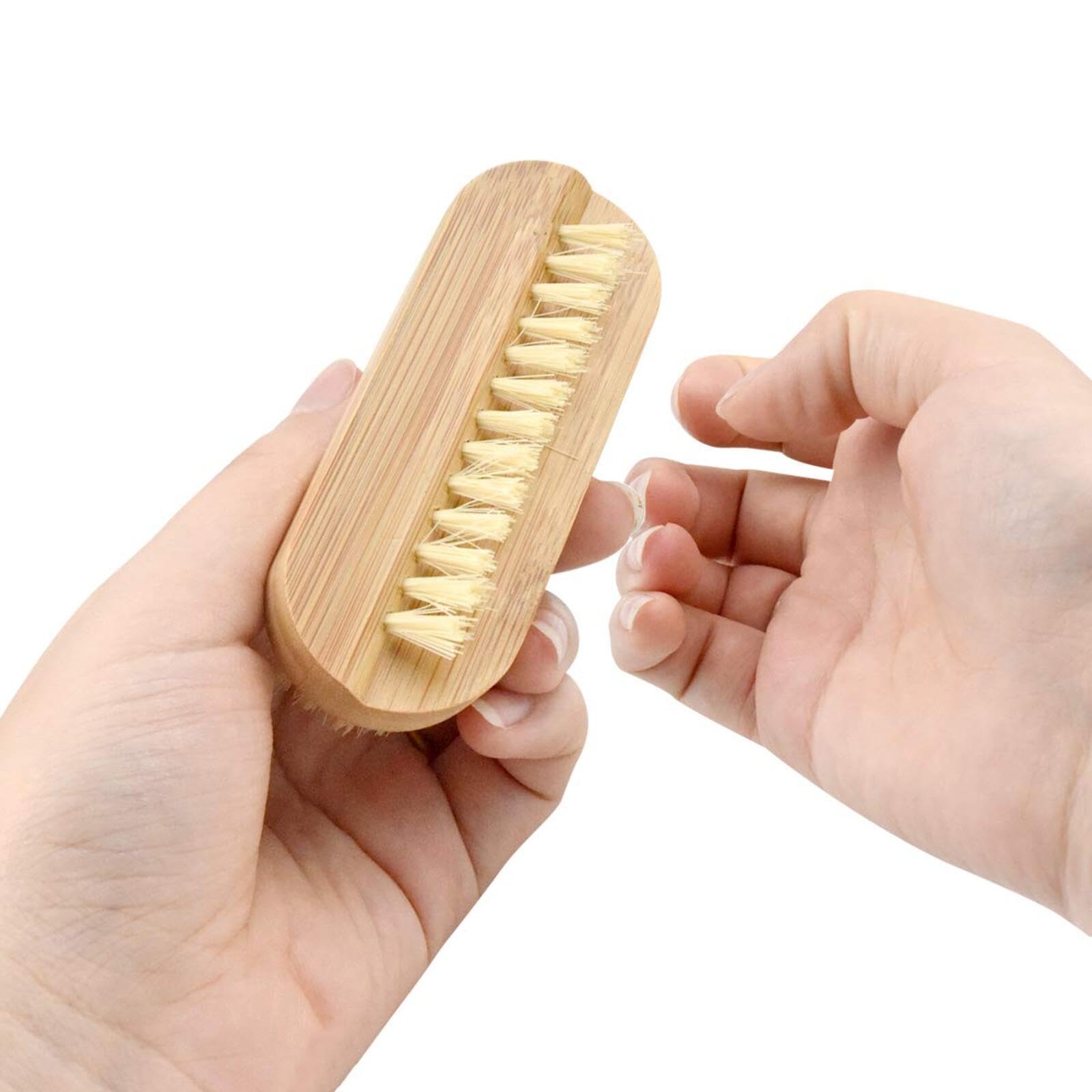CVNRCLP Bamboo Nail Brush Set, 2-Piece Double-Sided Cleaning Brushes for Fingernails and Toenails - Image 3