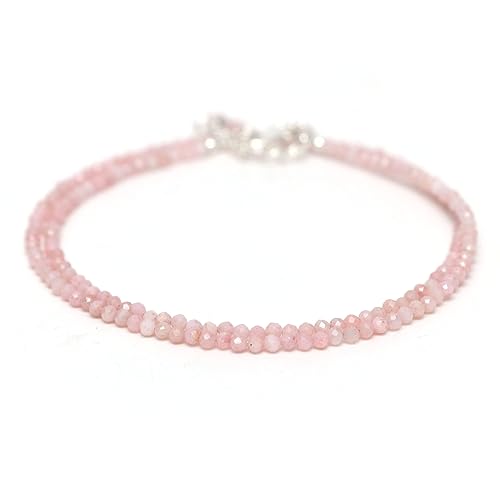 Miniatura 3 de Gempires Natural Pink Opal Beads Necklace, Faceted Beads, Energy Healing Crystals, Silver Plated Chain, Birthday, Gift for Her, Gemstone Jewelry 18