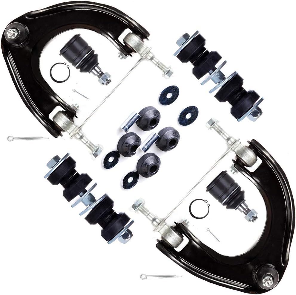 SCITOO 8-PC SET Front Suspension Control Arm Kit - Fit For Honda Civic For Honda CRX Front Upper Control Arm And Ball Joint Front Sway Bar End Link Lower Ball Joint Front Upper Shock Mount Bushing