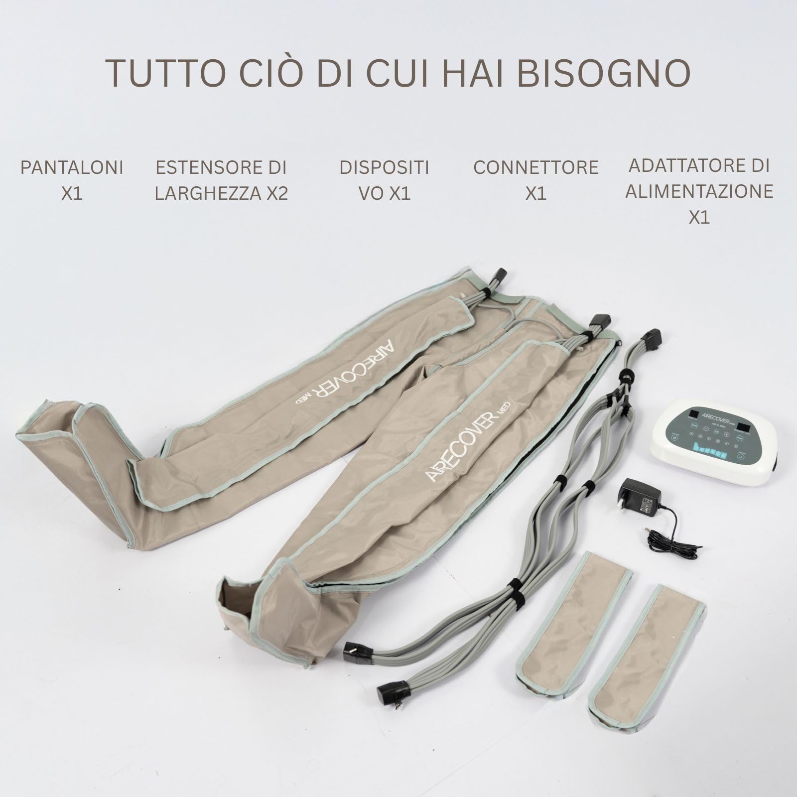 MED 6 Pantalone per Pressoterapia Professionale – 6 Camere d’Aria Sovrapposte, 30–250 mmHg, Drenaggio Linfatico Elettrico, Massaggio a Compressione per Gambe e Glutei, Recupero Muscolare e Cellulite
