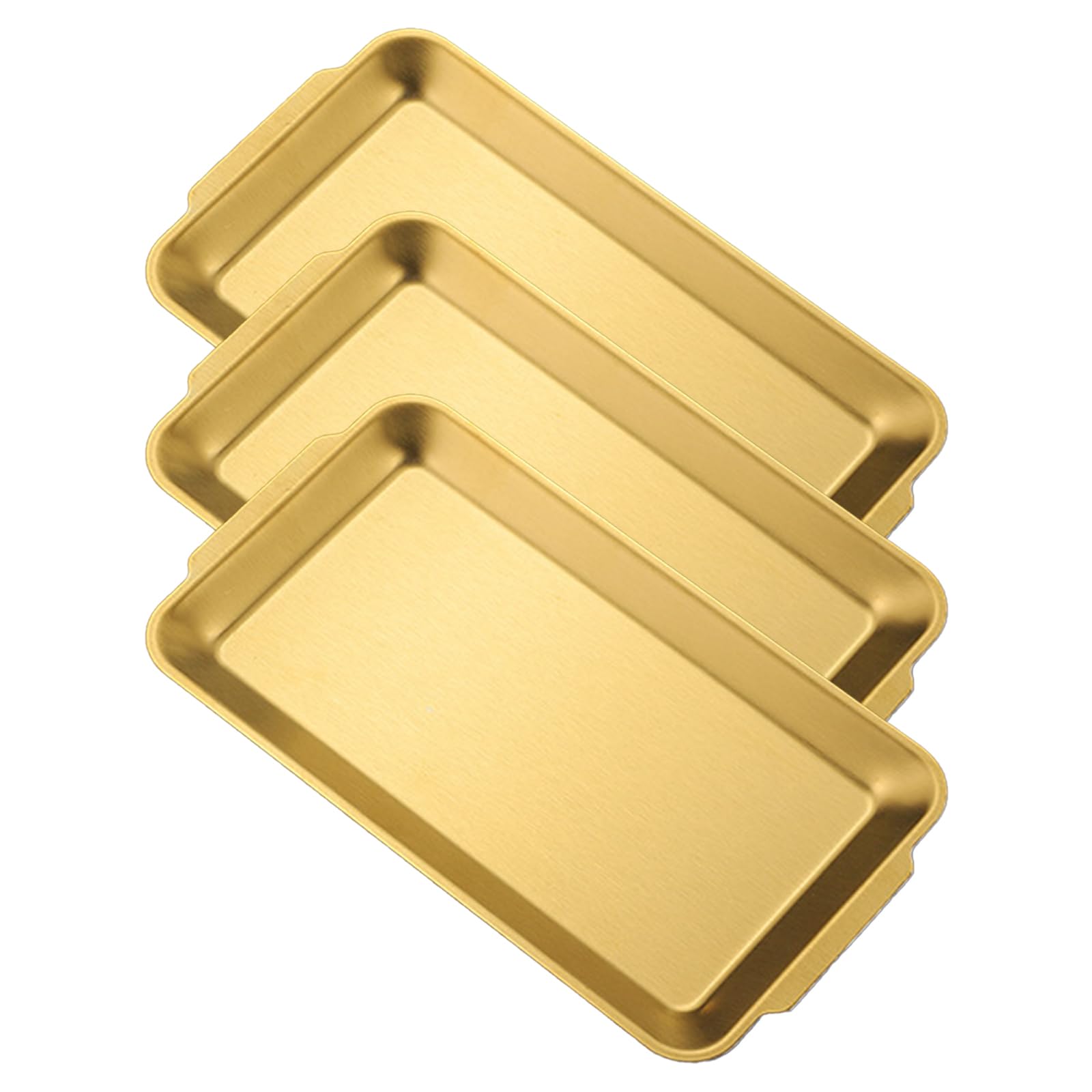 3 Pezzi Vassoio Rettangolare Oro in Acciaio Inox Grande Vassoio da Portata Dorato Acciaio Inossidabile Piatti Portata Rettangolari Oro per Barbecue Cene Feste Buffet Campeggio(40 x 24 x 1.6 cm)