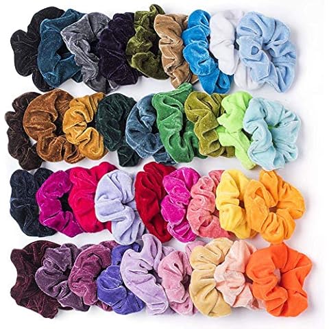 36 Pcs Hair Scrunchies Velvet Elastic Hair Bands Scrunchy Hair Ties Ropes Scrunchie for Women Girls (36 Colors) Cover