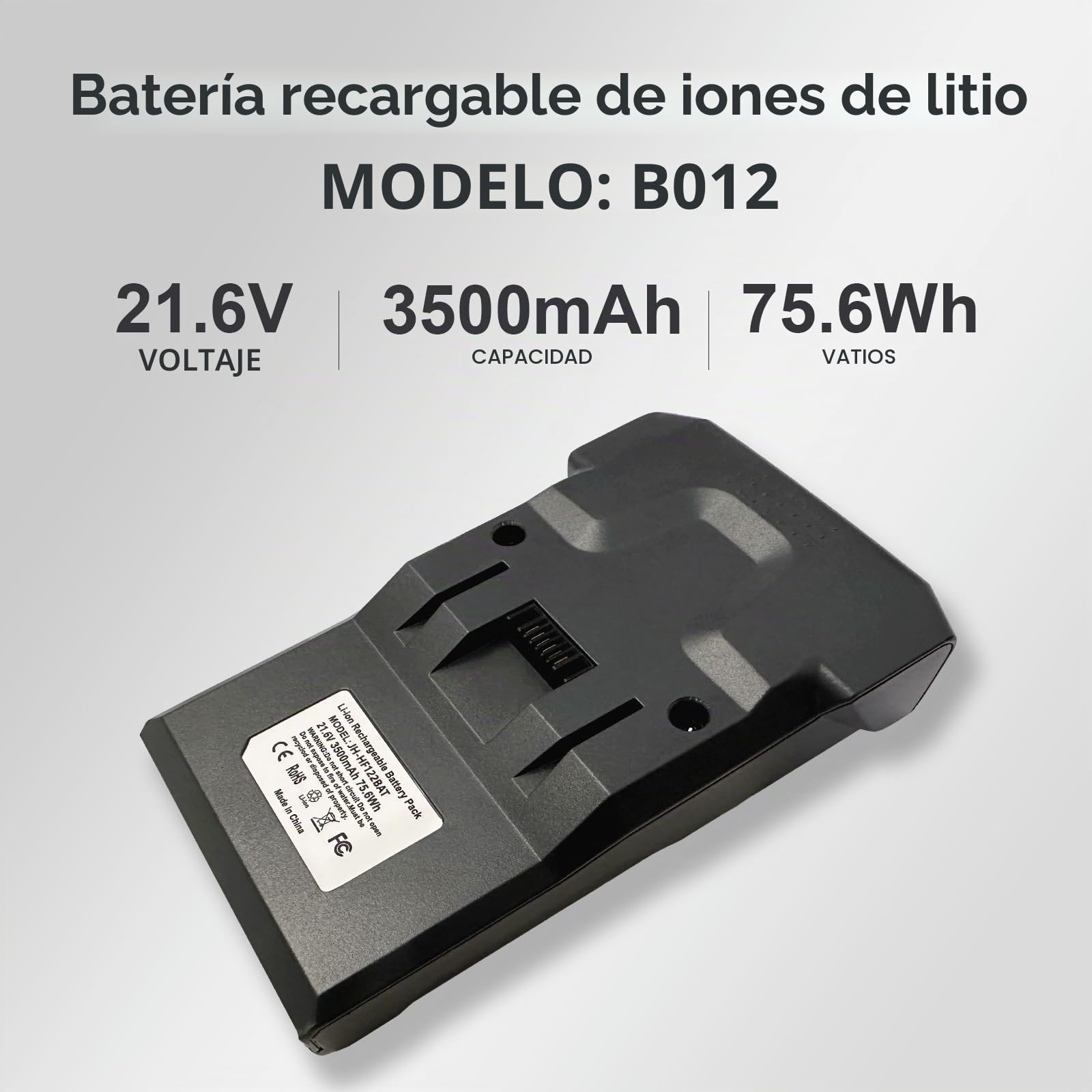 Remate 3500 mAh 21,6 V Batería de repuesto Modelo 35602208 para Freedom serie B012 para aspiradora H-Free 100, negro