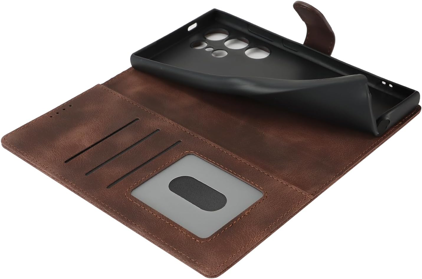 for Samsung Galaxy S23 Ultra Case Wallet with Card Holder,Galaxy S23 Ultra Wallet Case for Men Women,PU Leather Magnetic Buckle Stand Flip Cover-Dark Brown - Image 5