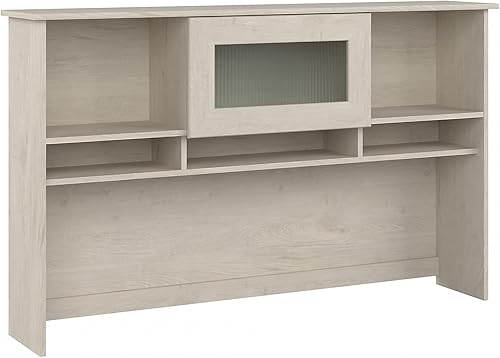Bush Furniture Cabot - Armario de escritorio (60 W, color lino y roble blanco)
