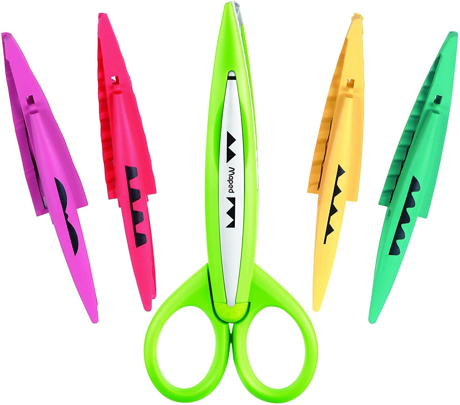 Maped - Tijeras para Niños - Estuche con 1 Montura para Recortes Creativos - Incluye 5 Juegos de Cuchillas Intercambiables - Tijeras Infantiles para Crear Divertidas Formas