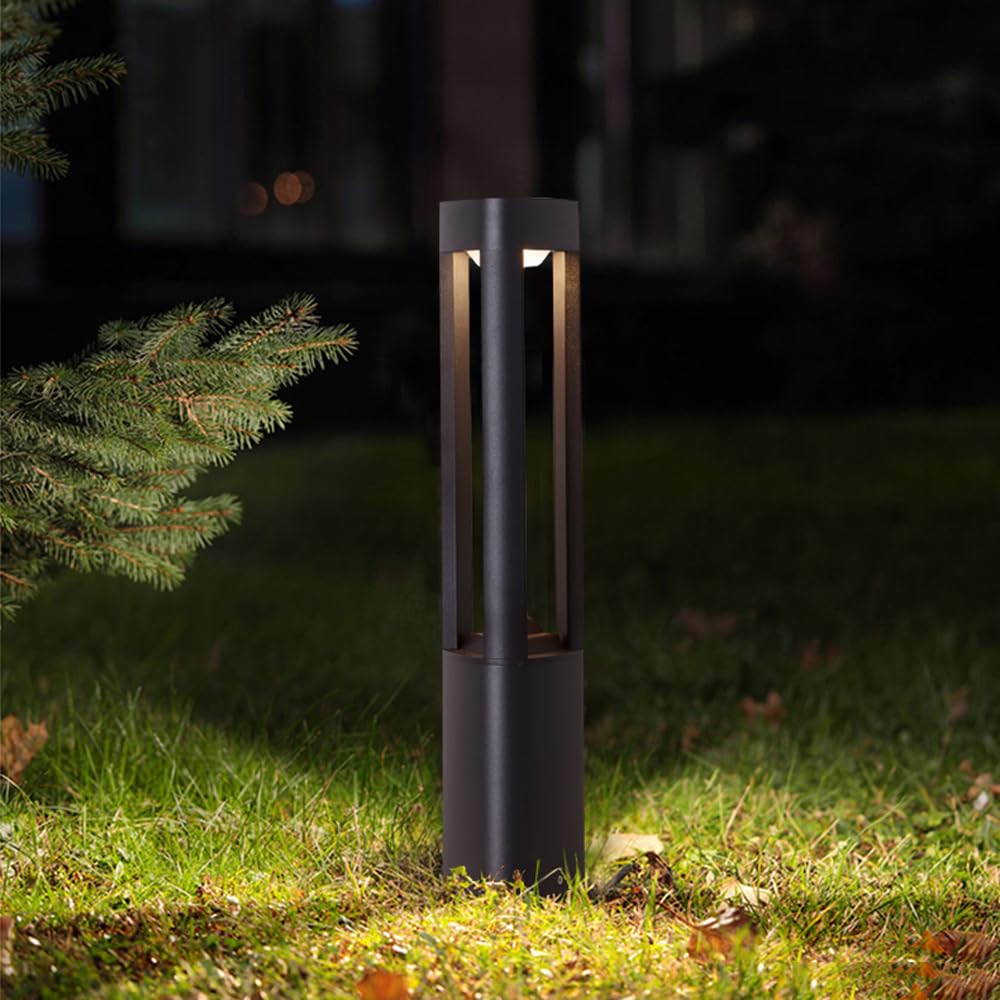 Yvamnad Multicolor Outdoor Post Lighting Fixtures 23.62In Black Landscape Pathway Lights Outdoor Modern Led Bollard Lighting 3000K Warm Light Path Lamp Outside Housing Waterproof Lawn Floor Lamps For Patio Garden Yard