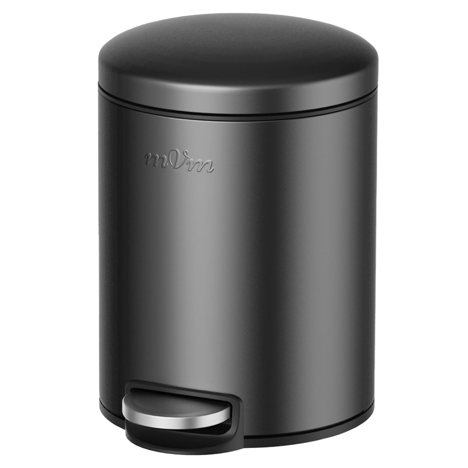 mVm 5L Bathroom Bin, Stainless Steel Bin with Lid, Pedal Bin, Black