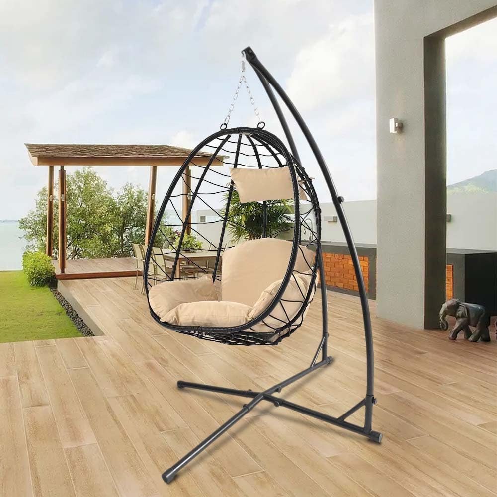 214x113x110 cm,Fauteuil de Jardin Exterieur, Chaise Hamac de Jardin, Structure en Acier, Design Cocooning avec Coussin Épais, pour Intérieur et Extérieur