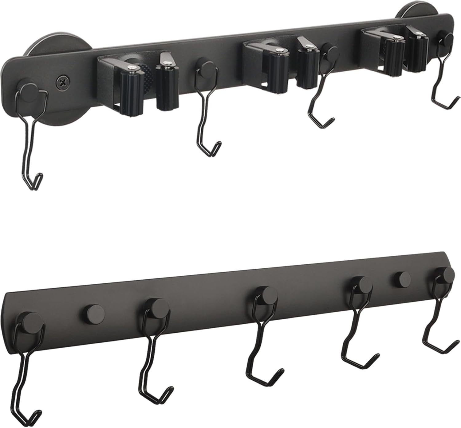 Heavy Duty Magnetic Mop Broom Holder, Srtong Magnetic Utensil Rack with 5 Hooks