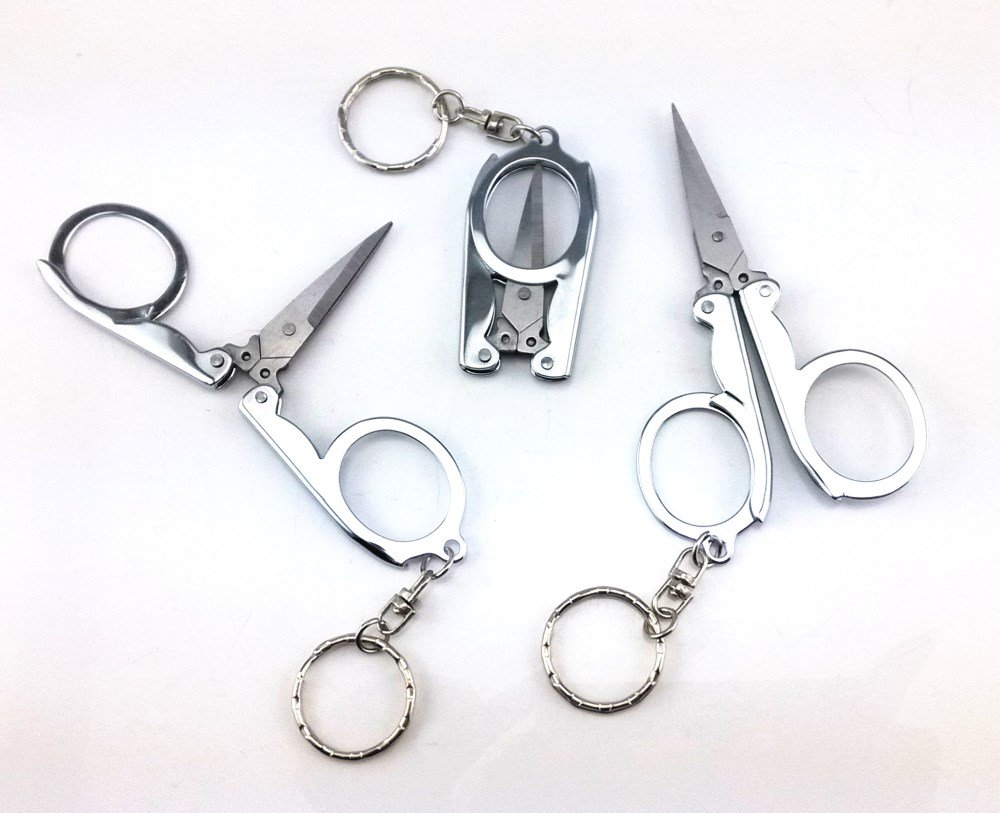 Mini Ciseaux Pliants De Voyage – Inox, Avec Porte-clés Et Boîte Cadeau