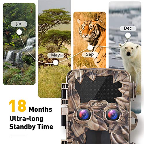 Trail Camera - Game Camera Dual-Lens Night Vision Motion Activated 4K 20MP Hunting Cam Waterproof IP66 W/ 2.4" Color Screen 0.2 s Trigger Speed for Outdoor Wildlife Monitoring Deer Scouting
