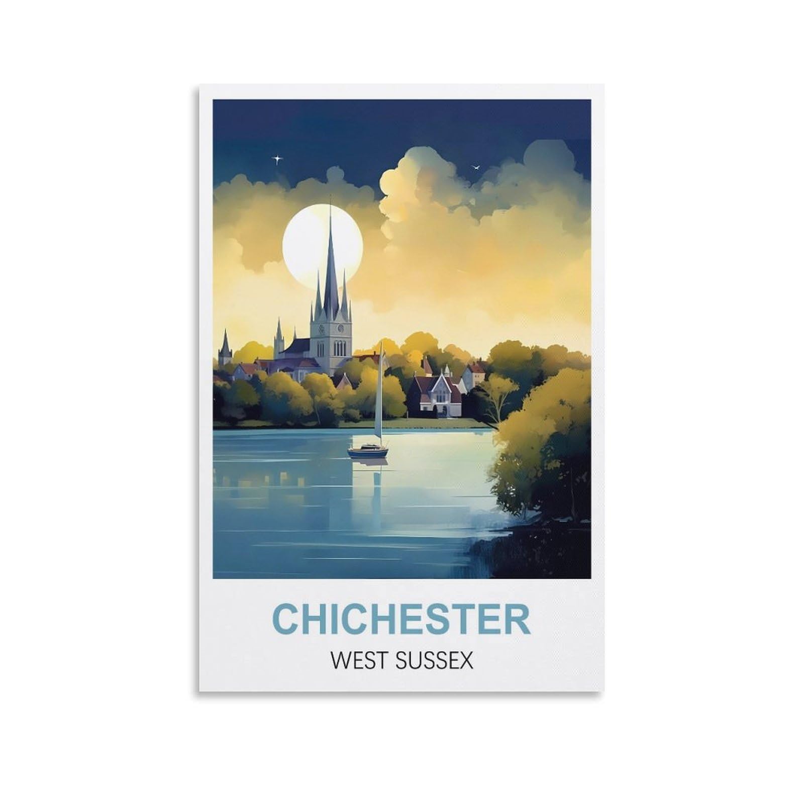 ZZHHEGN Chichester West Sussex Vintage Travel Posters 08x12inch(20x30cm) Canvas Art And Wall Art Picture Print