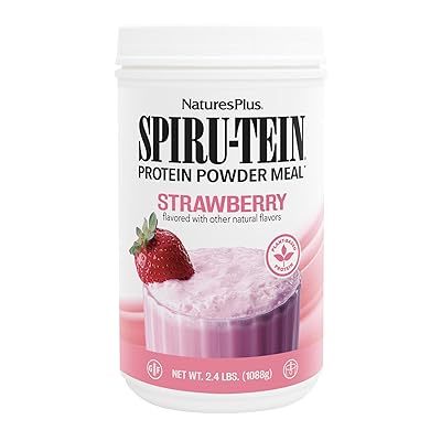 NaturesPlus SPIRU-TEIN, Strawberry - 2.4 lb, Pack of 2 - Plant-Based Protein Shake - Non-GMO, Vegetarian, Gluten Free - 64 Total Servings