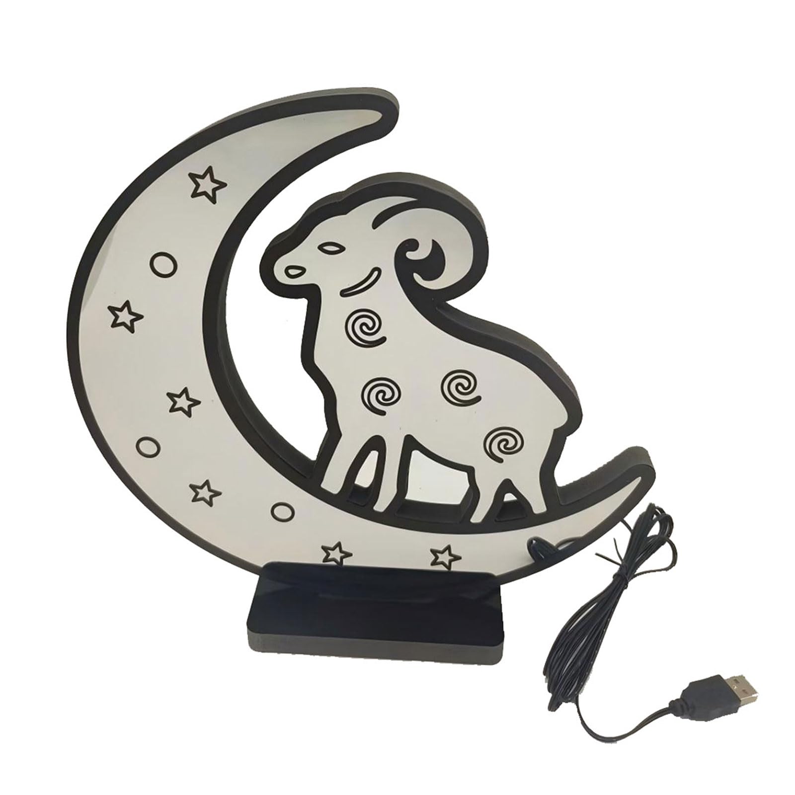 Laikoutd Infinitely Mirroring LED Light Signs Creative Goat Shape Tunnel Lamp for Festive Atmospheres Home Decoration Lighting Tunnel Light
