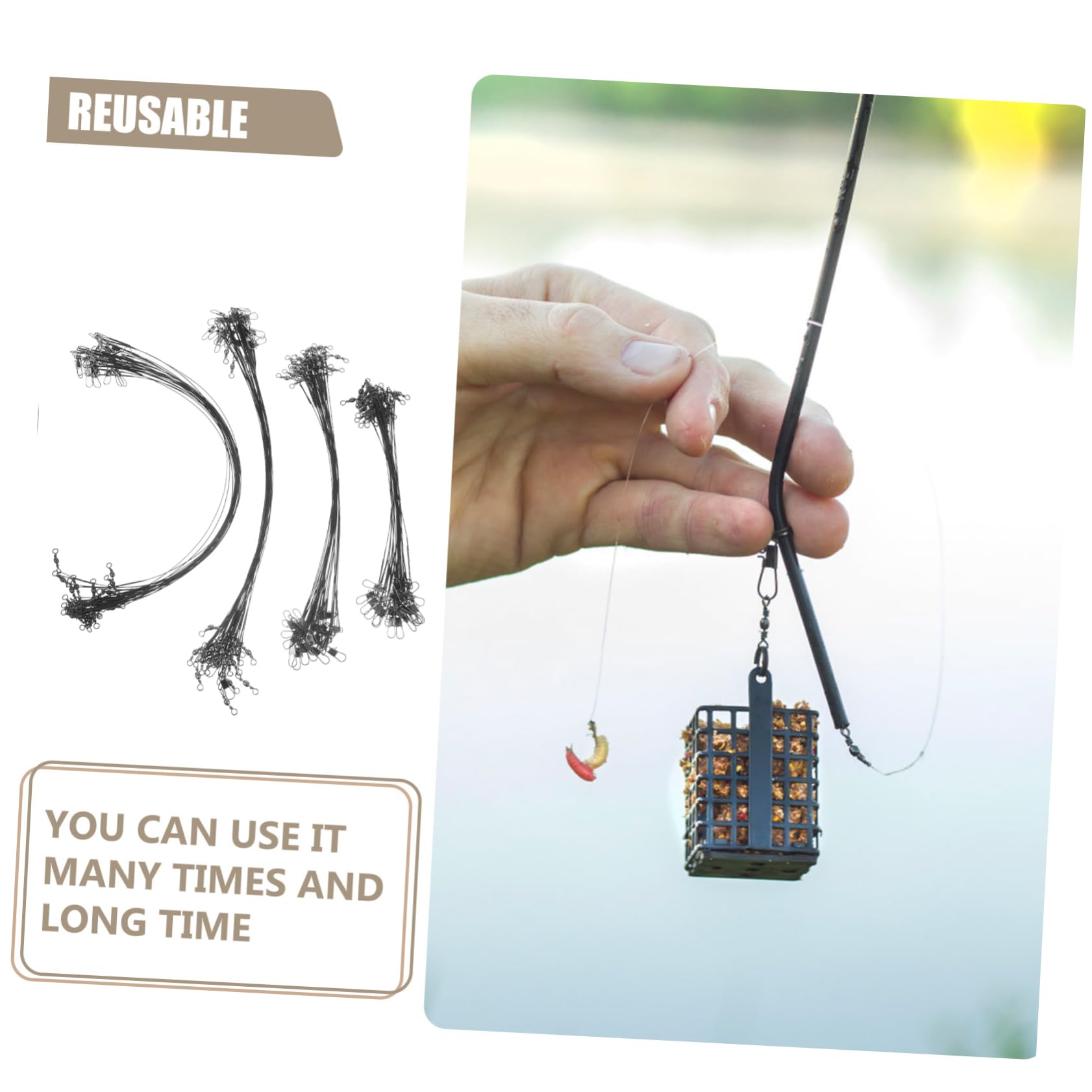 BESPORTBLE 100pcs Line Fishing Leader Wires Fish Line for Metal Fishing Strings for Freshwater/Saltwater