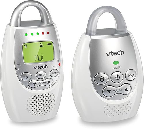VTech Monitor de audio DM221 para bebé con hasta 1,000 pies de alcance, alerta de sonido vibratoria, intercomunicador de conversación y bucle de luz