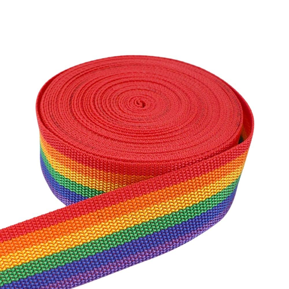 Plush Addict Polypropylene Hard Wearing Webbing for Sewing, Dressmaking, Decoration, Accessories and Crafting - Rainbow - 50mm x 1 Metre