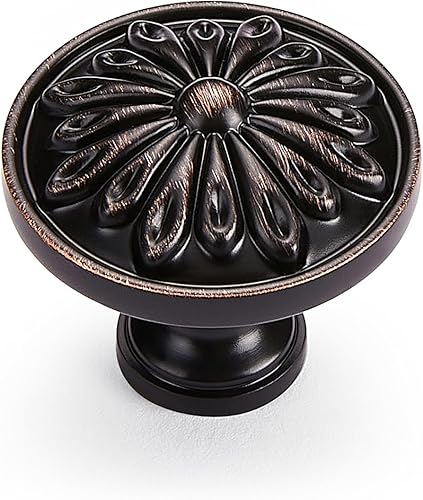 Miniatura 3 de Aandxomk - Juego de 10 pomos de flores de latón antiguo de 1.22 pulgadas, accesorios de gabinete de cocina, pomos de flores de latón antiguo, pomos