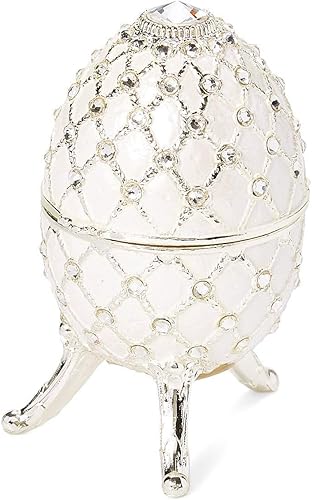 Miniatura 3 de Pearly White Egg Shaped Musical Jewelry Box with Crystallized Swarovski Elements playing A Time for Us