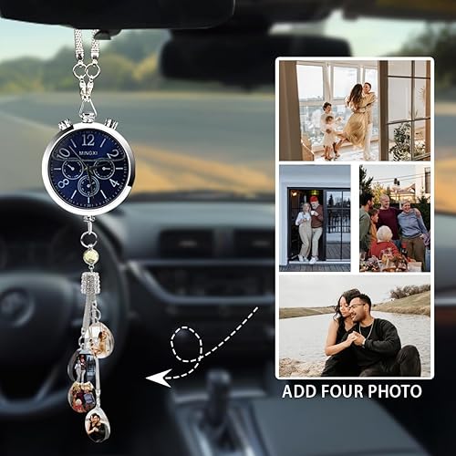 Miniatura 2 de Accesorios de coche colgantes de cristal con foto personalizada para mujeres y hombres, imágenes personalizadas para espejo retrovisor del