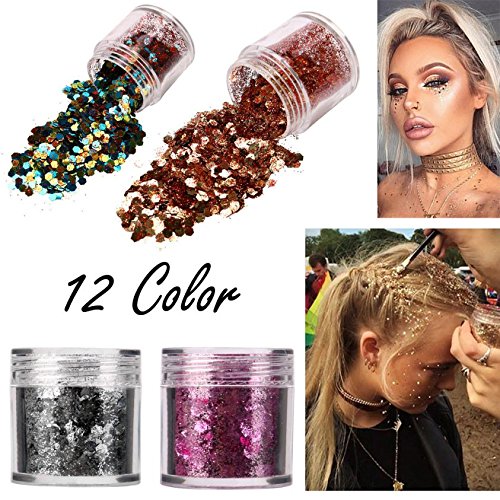 12 Colors Body Glitter Powder Shimmer Loose Sequins Powder