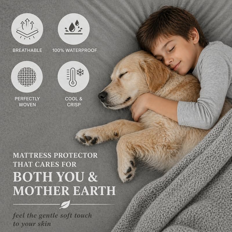 Image of Premium Waterproof Mattress Protector Cover Single Bed | Breathable Terry Cotton Bed Protector, Single Bed (72 X 36, 6 X 3 Feet - 2 to 10 inch - Grey)